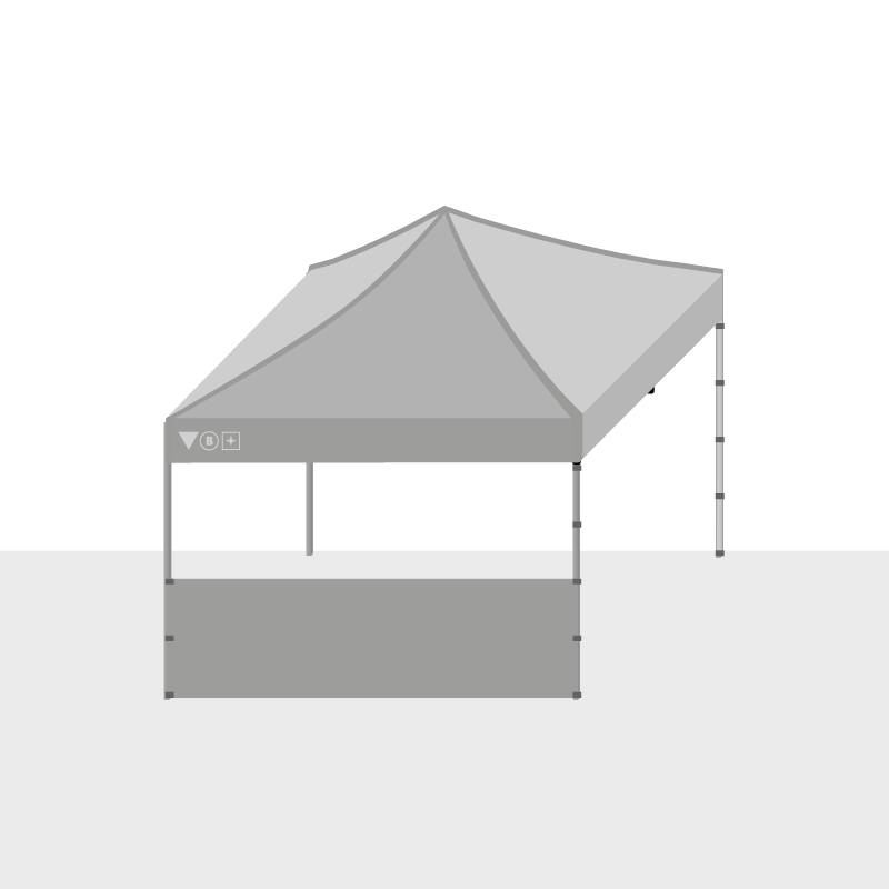 Foldable tent - sidewalls half unprinted