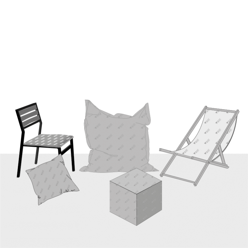 Beach chair, seat cubes, bean bags and seat cubes